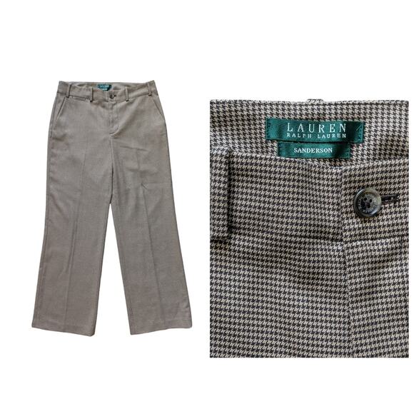 Lauren Ralph Lauren Houndstooth Sanderson Pants Womens 6 Brown Career Work - Picture 1 of 8